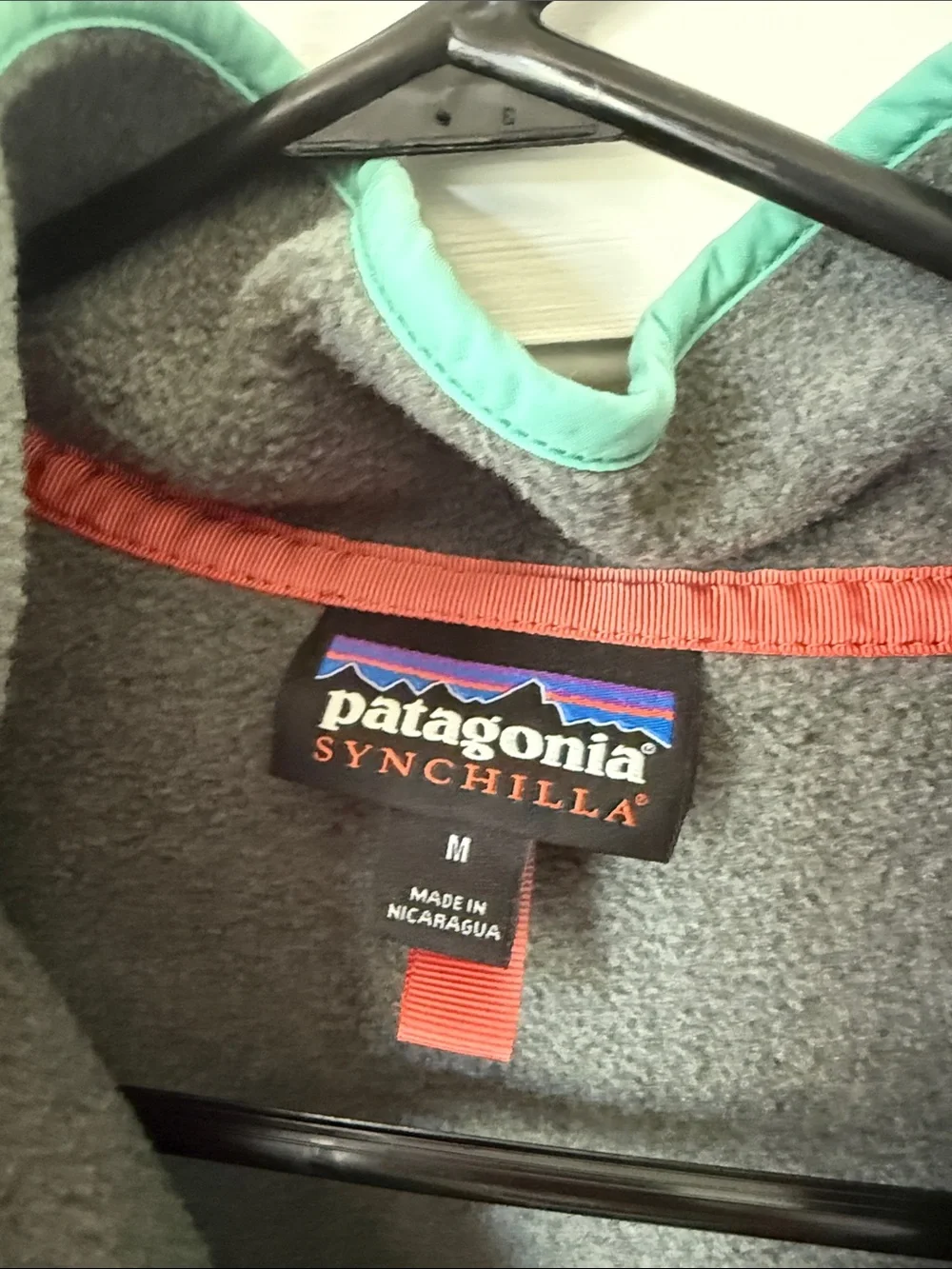 Patagonia Gray Fleece Pullover with Mint Trim Accents - Picture 2 of 3